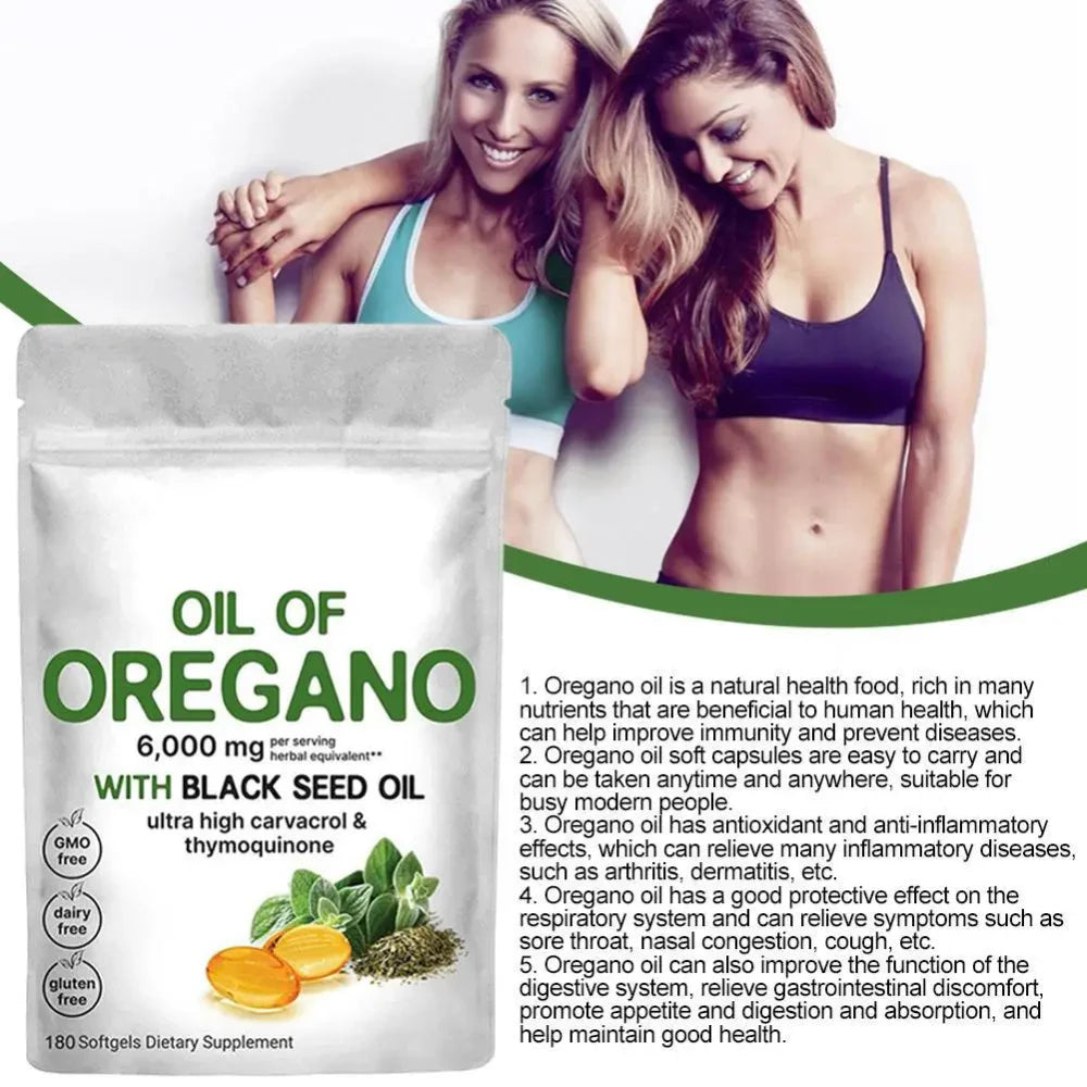 Oregano Oil Supplement with Black Seed Oil for Immune Support