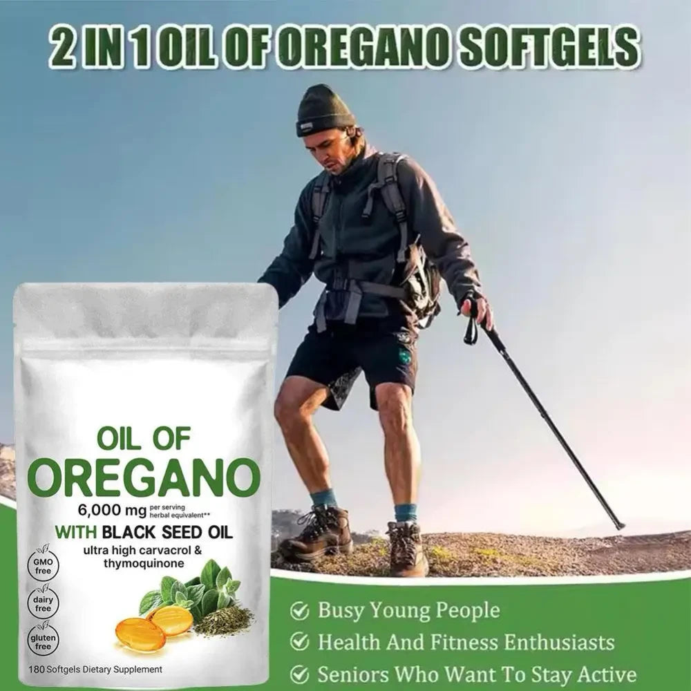 Oregano Oil Supplement with Black Seed Oil for Immune Support